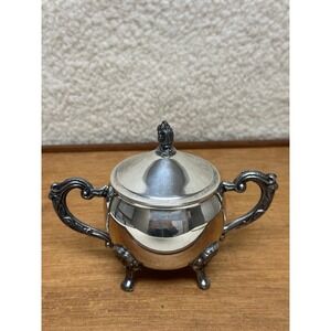 Vintage Sheridan Silver Plated Footed Covered Sugar Bowl with Lid Victorian